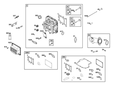 Cylinder Head Group Diagram and Parts List for 21R807-0039-B5 200000 - 399999 Briggs and Stratton Engine